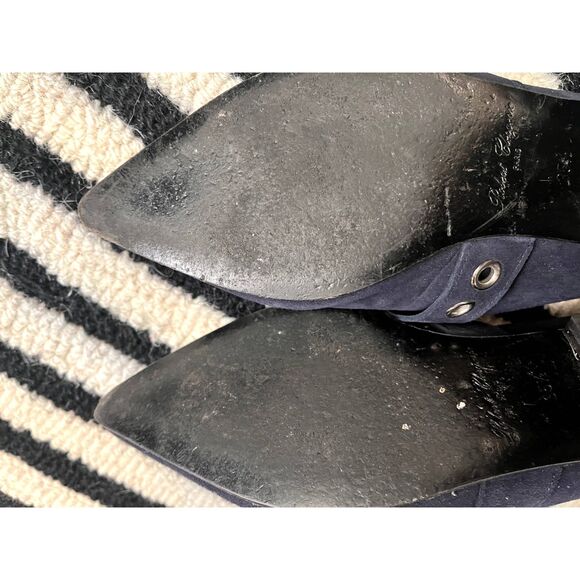 Robert Clergerie X Self Portrait Lopal Mules Loafers Suede Blue 35.5 5.5 Slip On - Picture 6 of 6